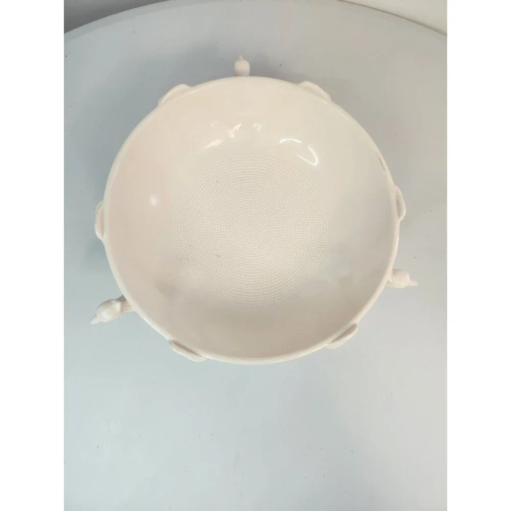 3 toed pheasant jeannette Pink Milk Glass center bowl salad bowl